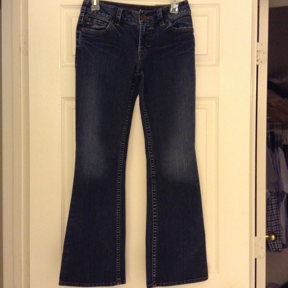 Silver dark denim boot cut jeans